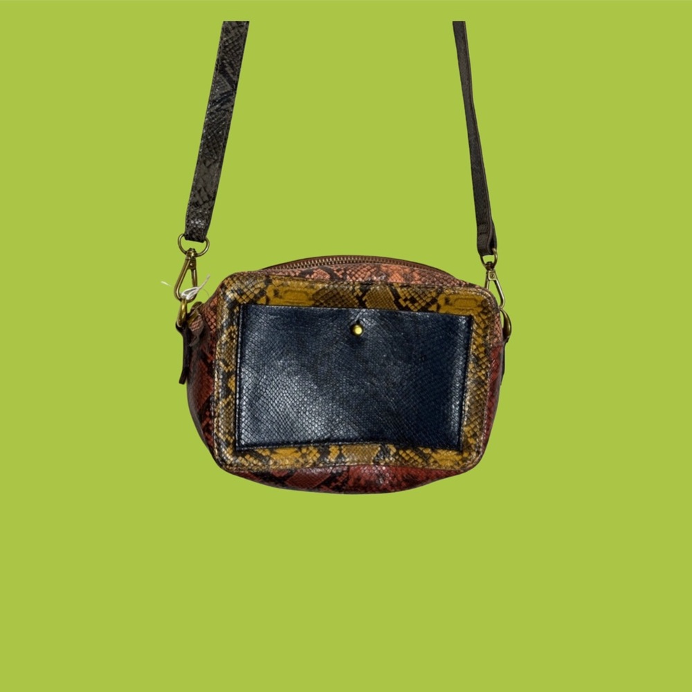 Madewell Transport snakeskin color block leather crossbody bag